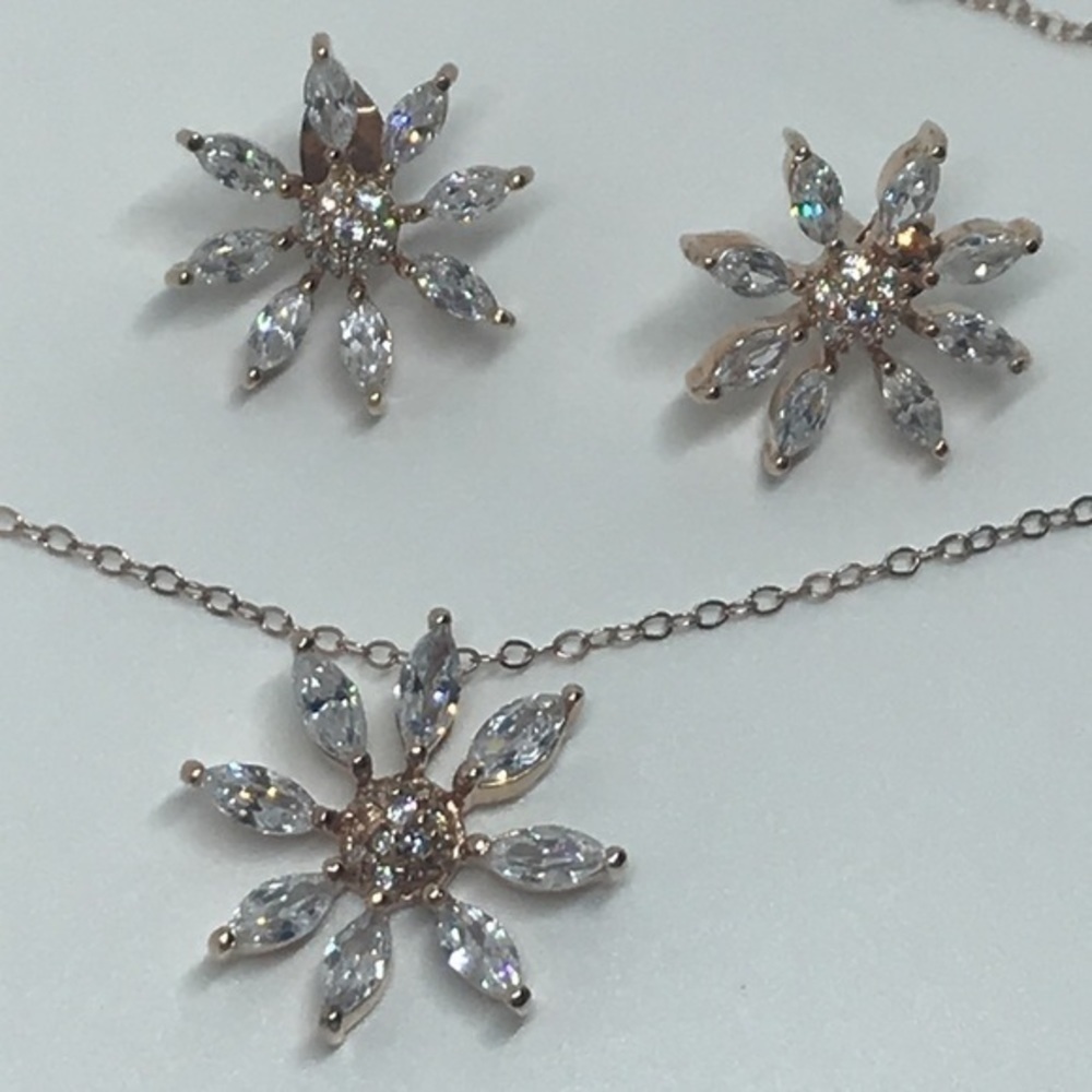 925 silver‎ gold plated Swarovski crystal set